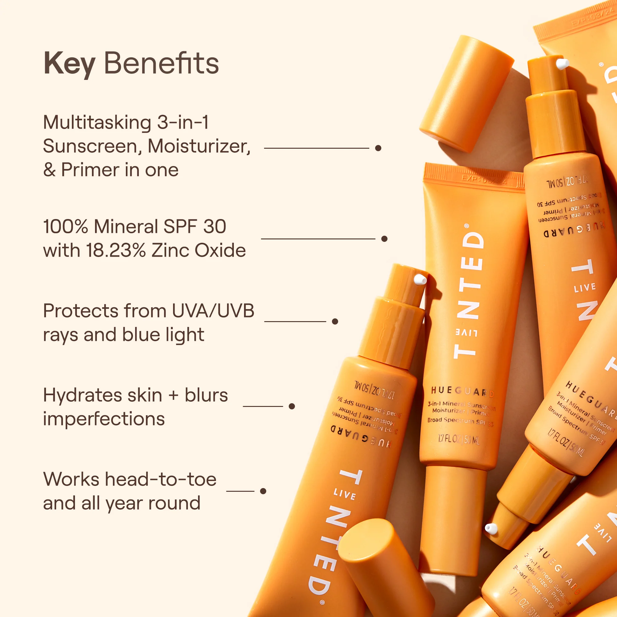 HUEGUARD® 3-in-1 Mineral Sunscreen, Moisturizer, Primer SPF 30 - Image 4